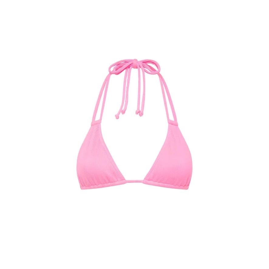 Kulani HALTER BRALETTE BIKINI TOP - TAFFY PINK RIBBED