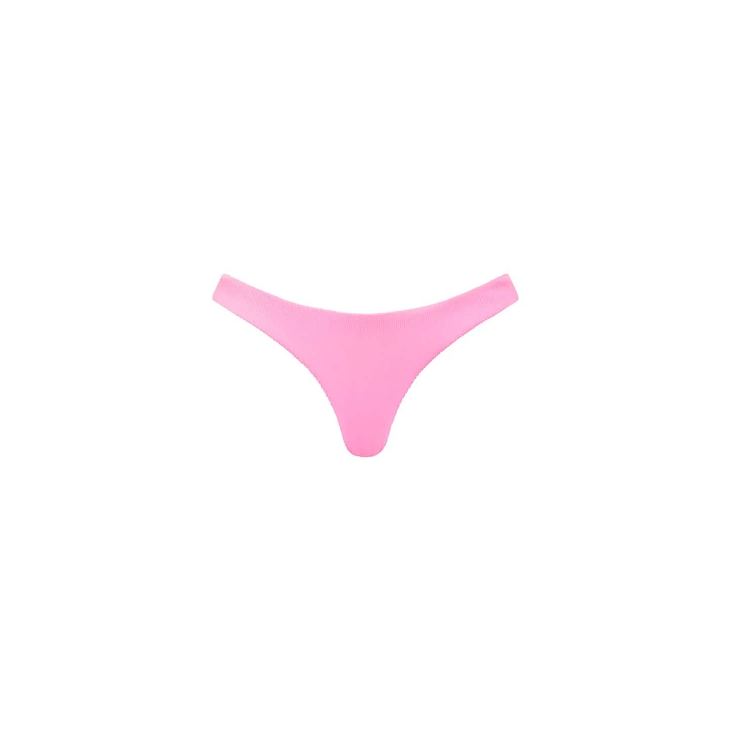 Kulani Minimal Full Coverage Bikini Bottom - Taffy Pink Ribbed