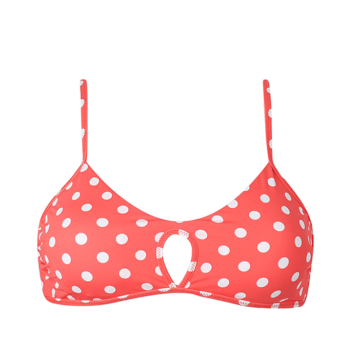 CORAL Classic Bikini Top with Polka Dots